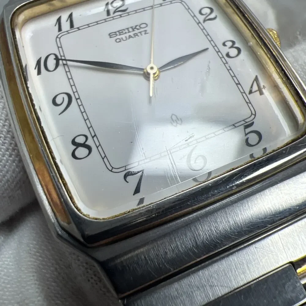 Vintage Seiko Men's Tank Watch 7431-5010 Two Tone Band 2 Jewels TESTED - READ